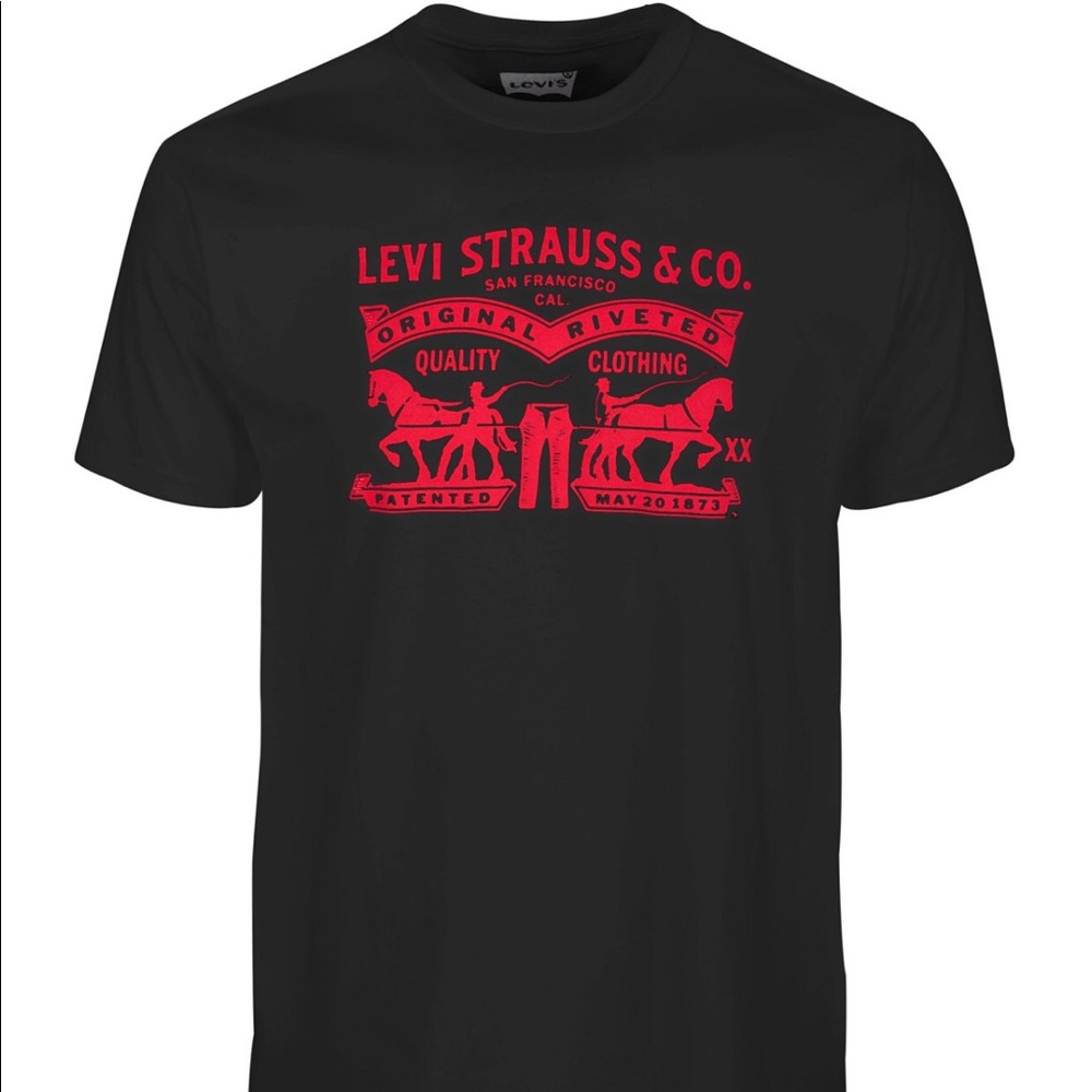 NWOT LEVI'S LOGO TEE BLACK & RED COOL CLASSIC LOOK